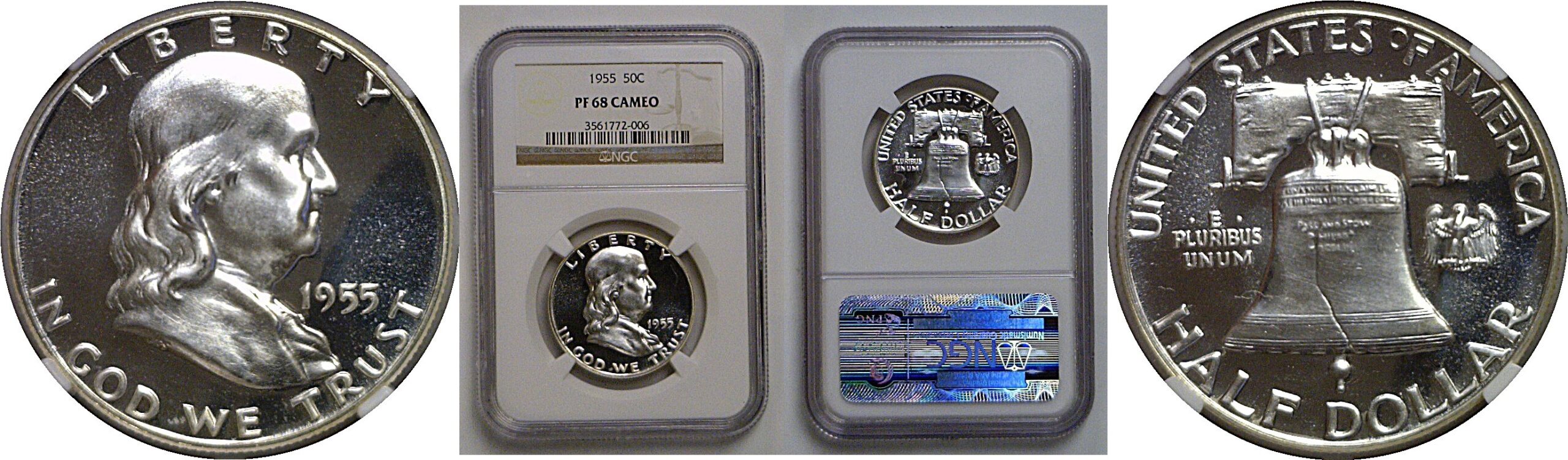 1955 Franklin Half Dollar    NGC PF-68 Cameo