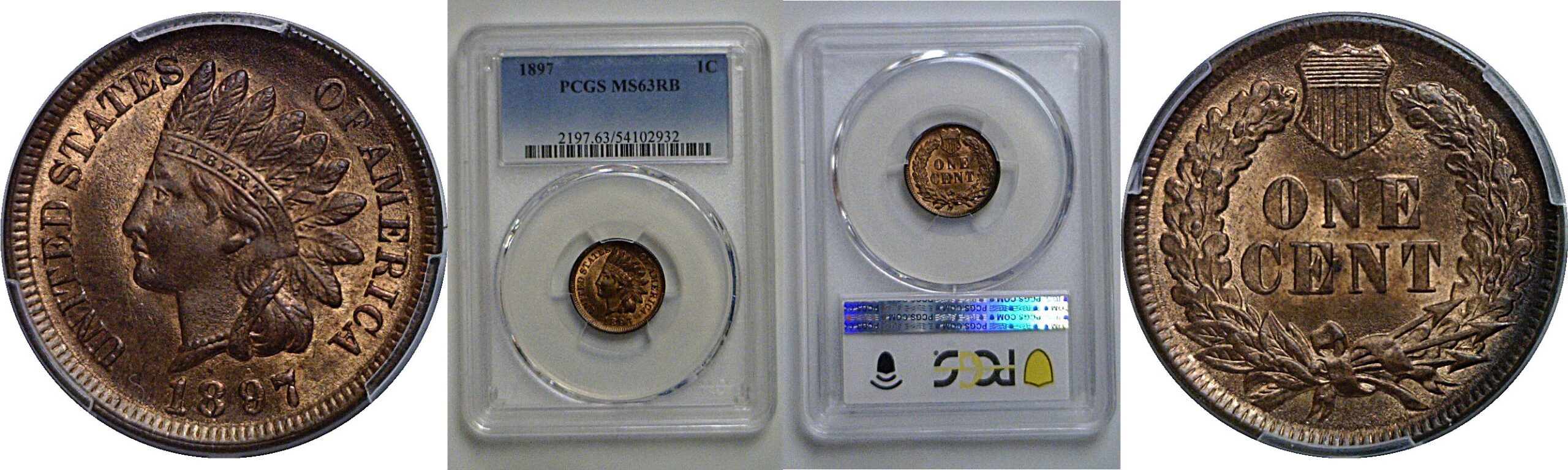 1897 Indian Head Cent   PCGS MS-63 RB
