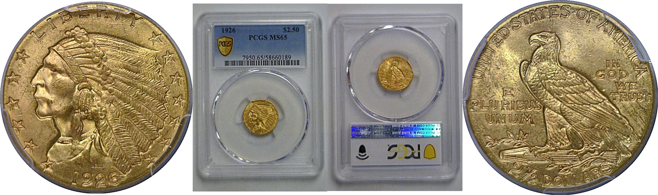 1926 $2 1/2 Indian   PCGS MS-65