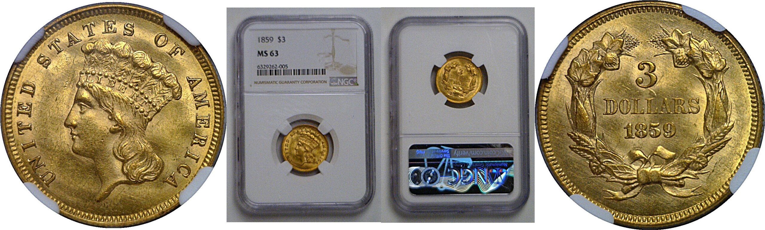1859 $3 Princess    NGC MS-63
