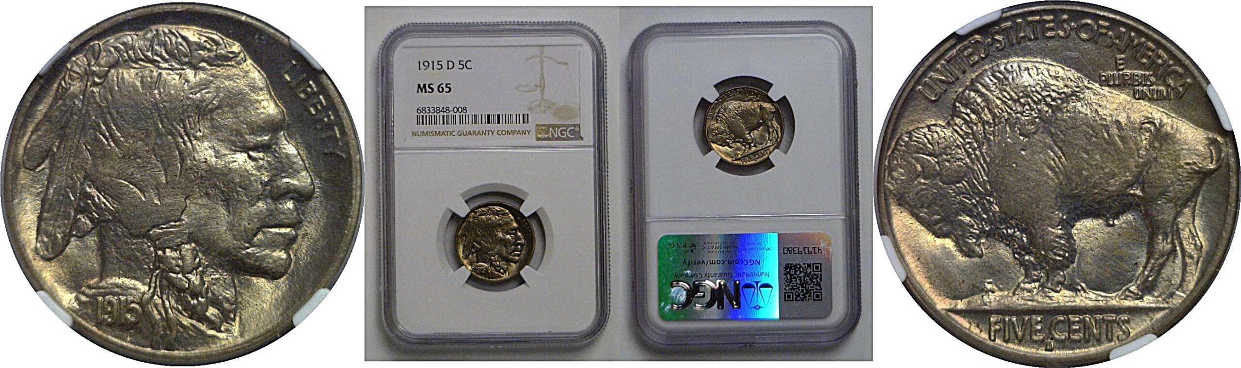 1915-D Buffalo Nickel    NGC MS-65