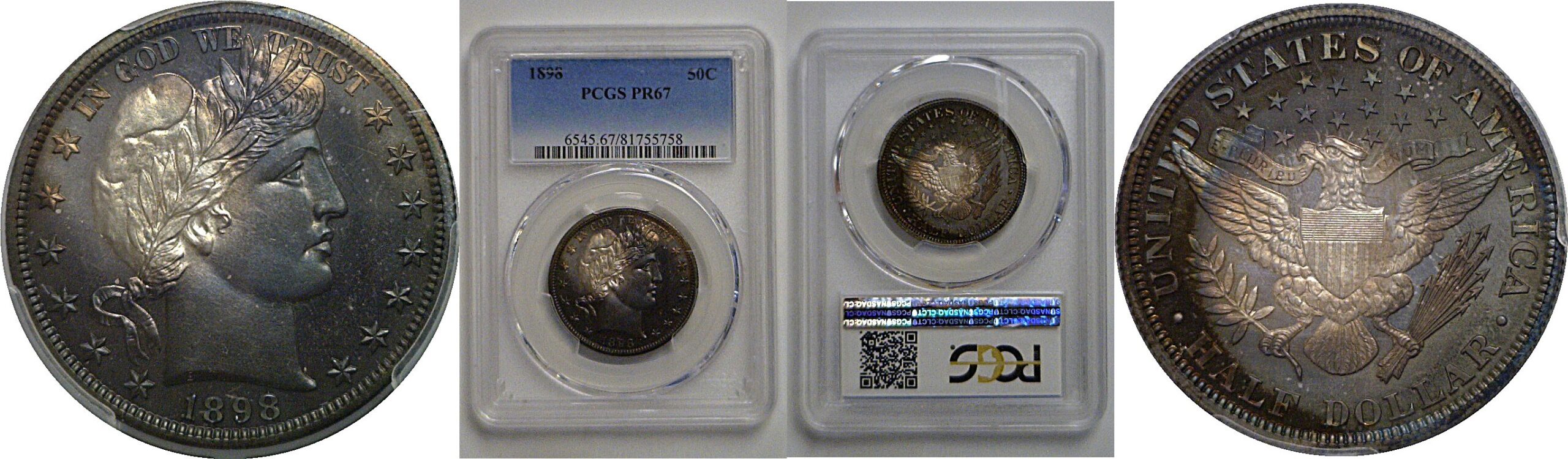 1898 Barber Half Dollar  PCGS PR-67