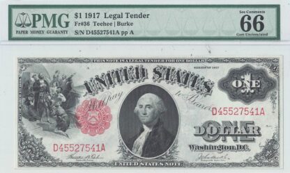 1917 $1 Legal Tender Note Fr-36 PMG Gem CU-66 EPQ - Image 2