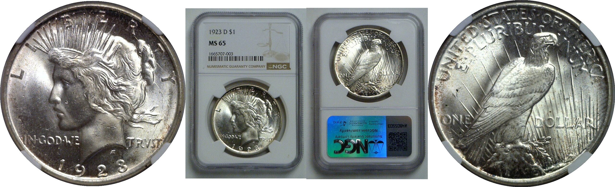 1923-D Peace Dollar    NGC MS-65