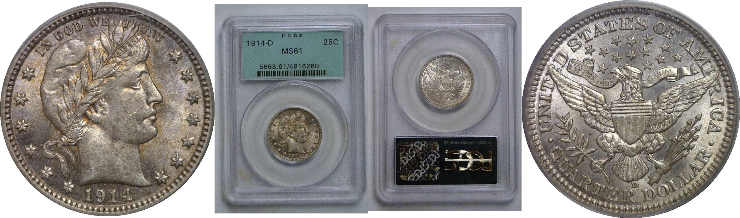 1914-D Barber Quarter   PCGS MS-61