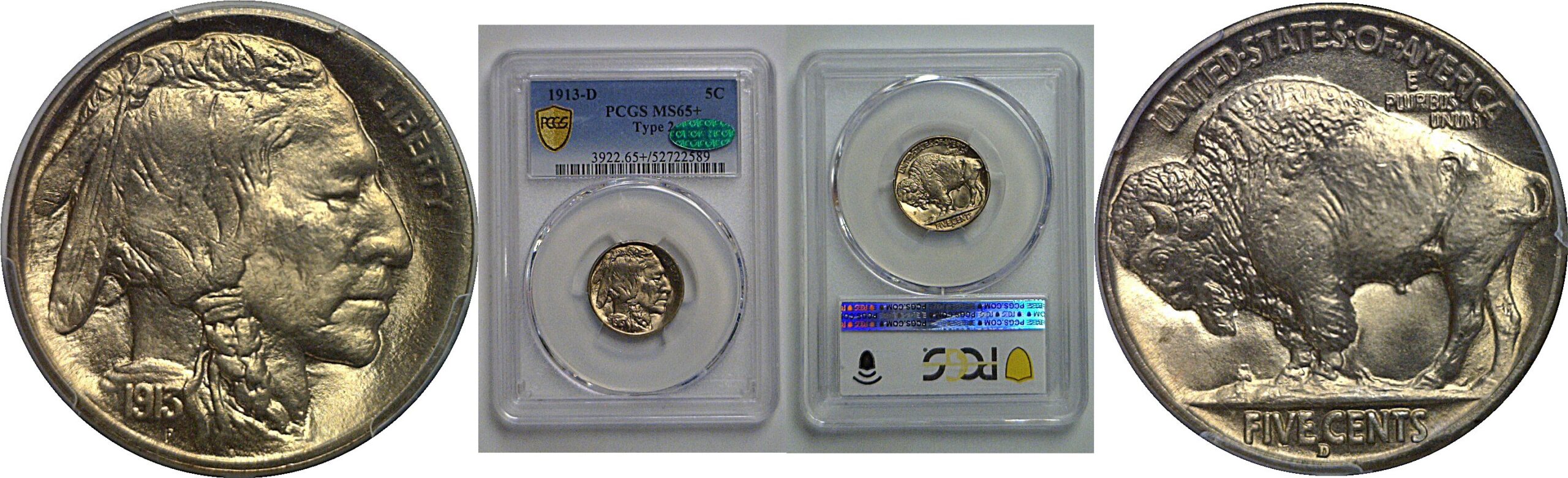 1913-D T-2  Buffalo Nickel   PCGS MS-65+  CAC