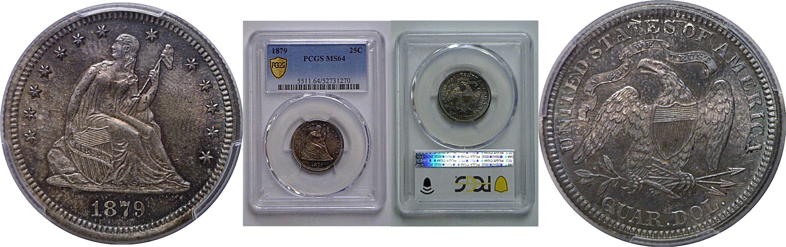 1879 Seated Liberty Quarter   PCGS MS-64