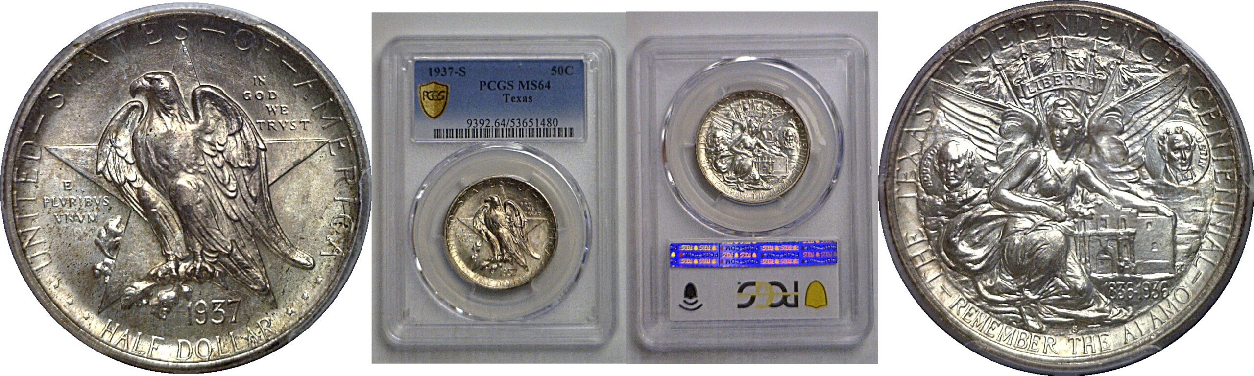 1937-S Texas Commemorative Half Dollar   PCGS MS-64