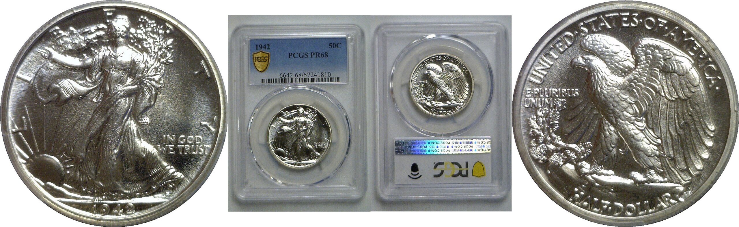 1942 Walking Liberty Half Dollar   PCGS PR-68