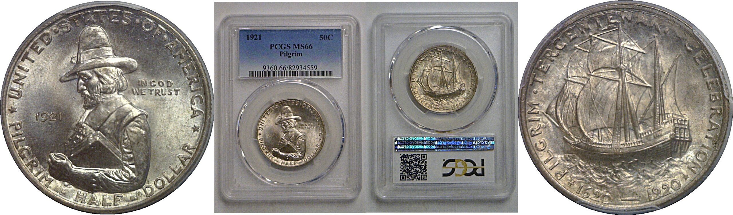 1921 Pilgrim Commemorative Half Dollar   PCGS MS-66