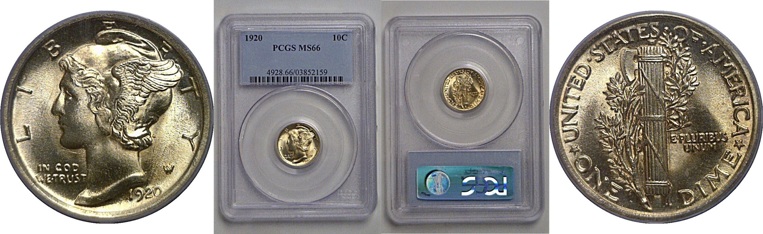 1920 Mercury Dime    PCGS MS-66