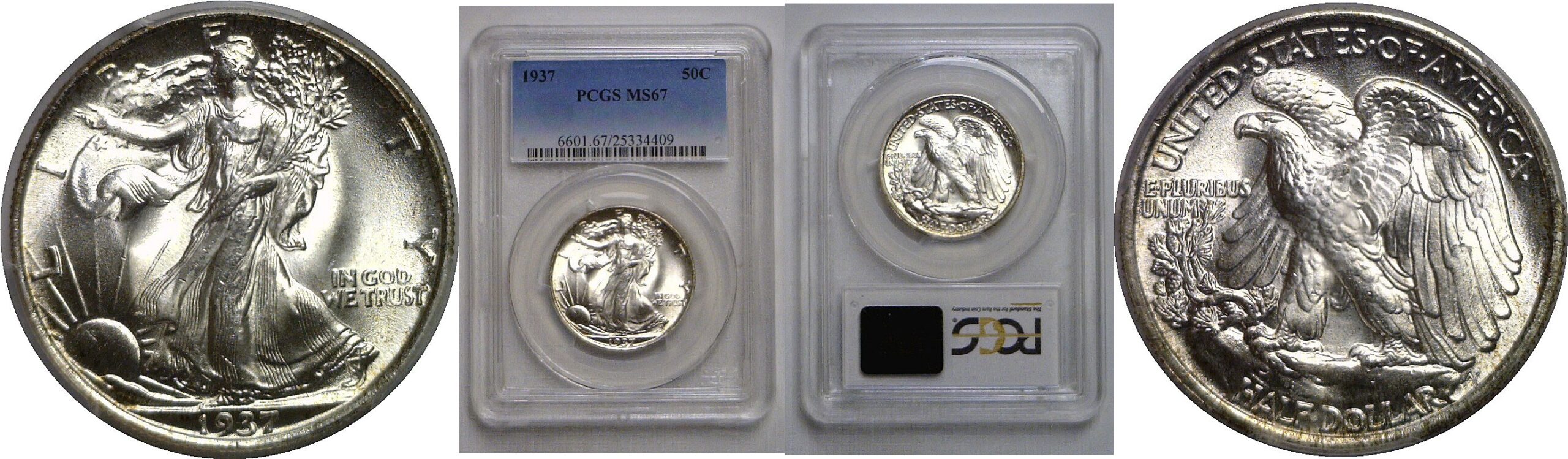 1937 Walking Liberty Half Dollar    PCGS MS-67