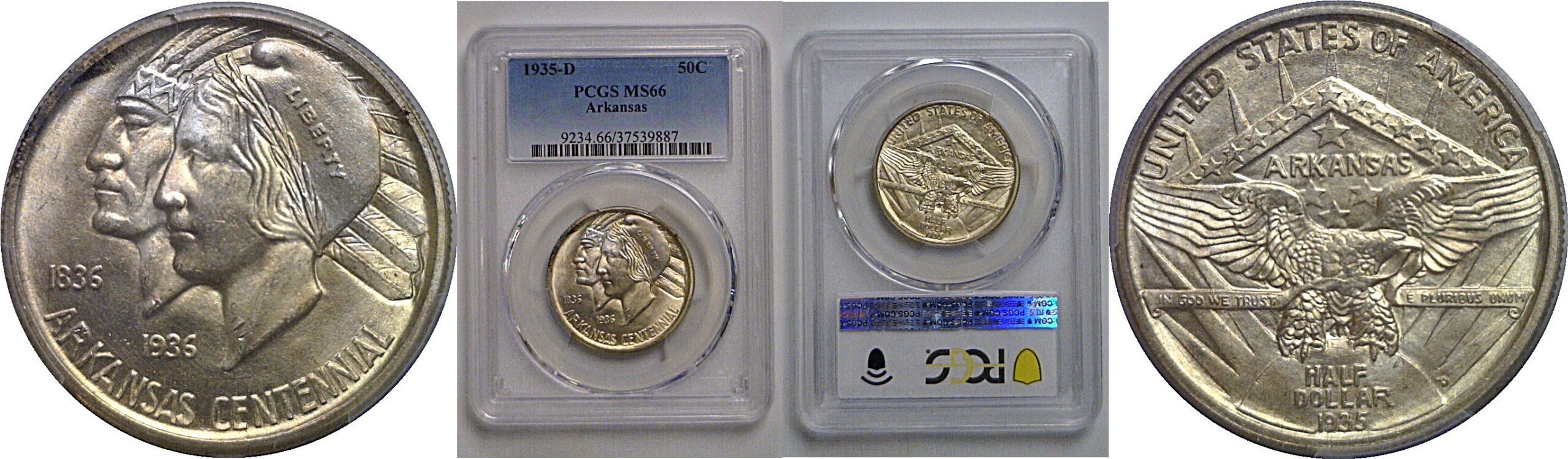 1935-D Arkansas Commemorative Half Dollar    PCGS MS-66