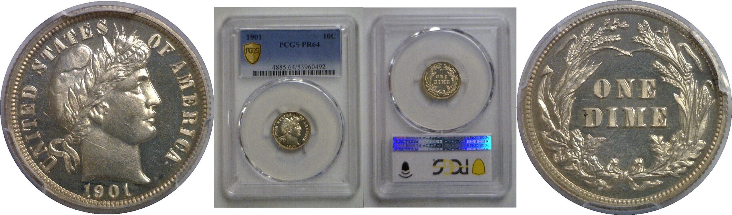 1901 Barber Dime   PCGS PR-64