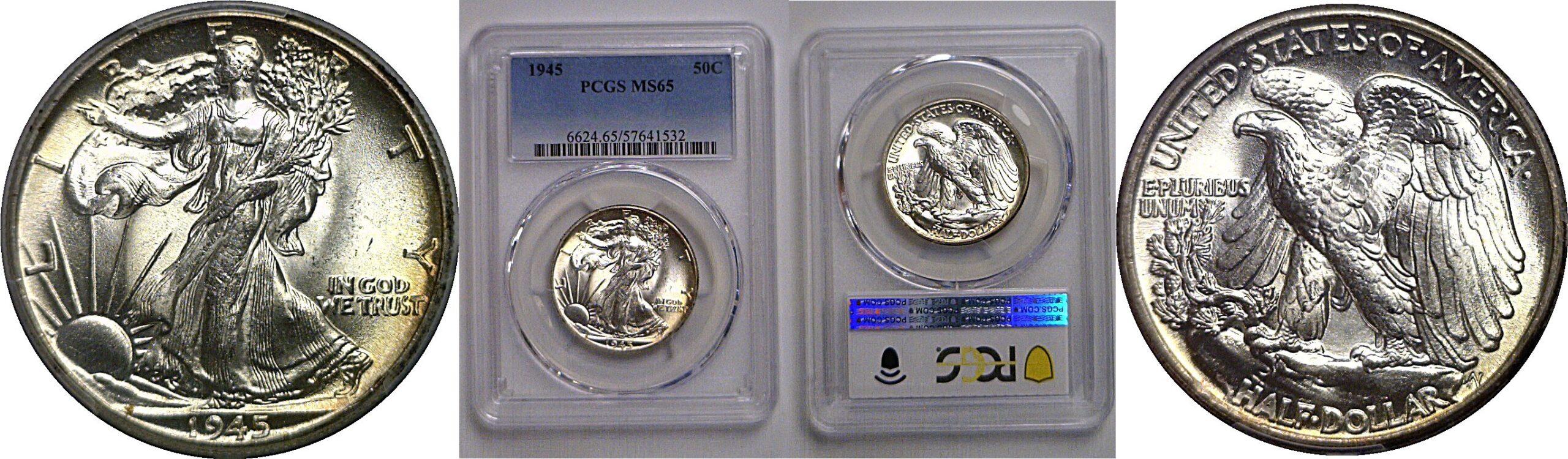 1945 Walking Liberty Half Dollar   PCGS MS-65