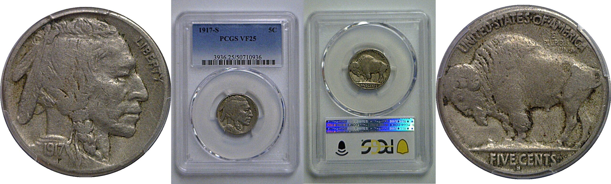 1917-S Buffalo Nickel    PCGS VF-25