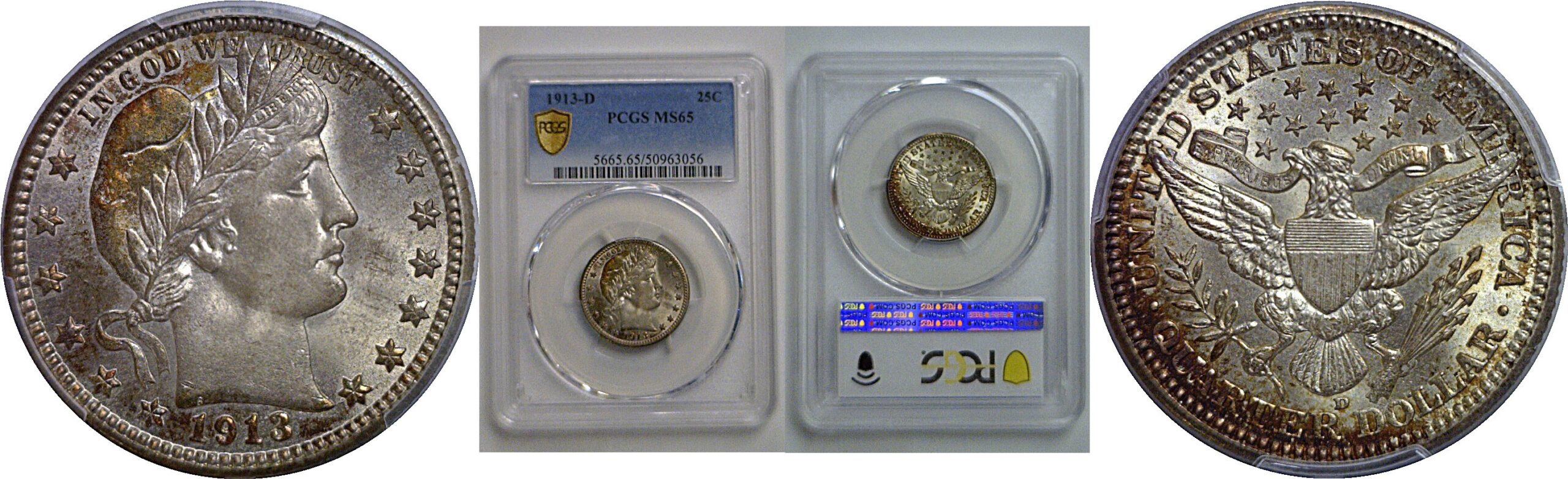 1913-D Barber Quarter   PCGS MS-65