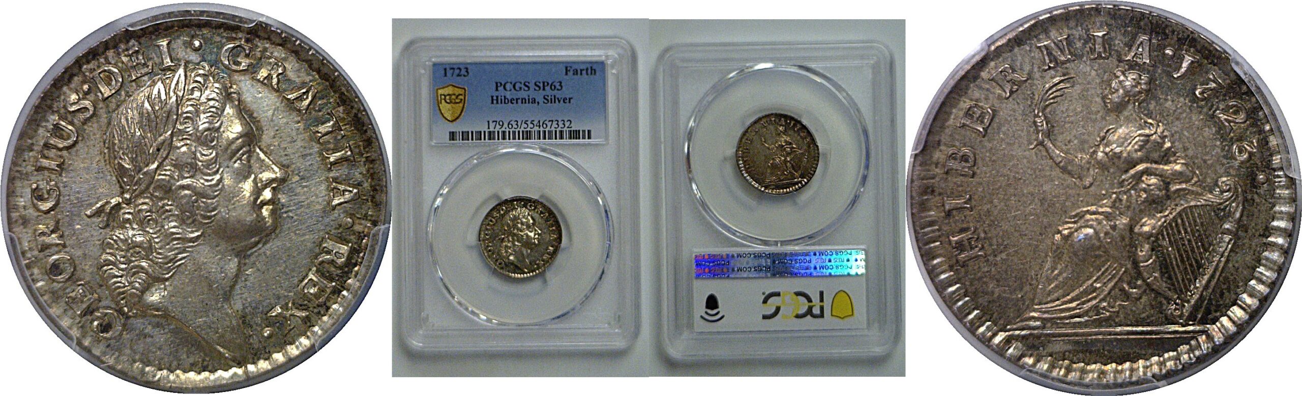 1723 Hibernia Farthing, Silver Striking   PCGS SP-63