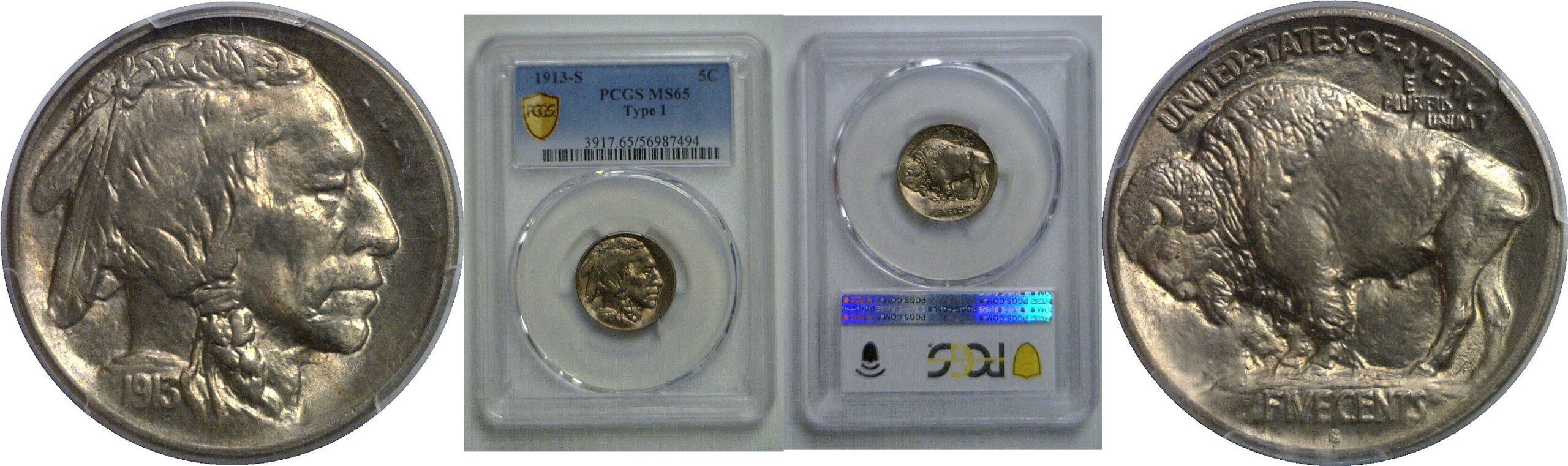 1913-S T-1  Buffalo Nickel   PCGS MS-65