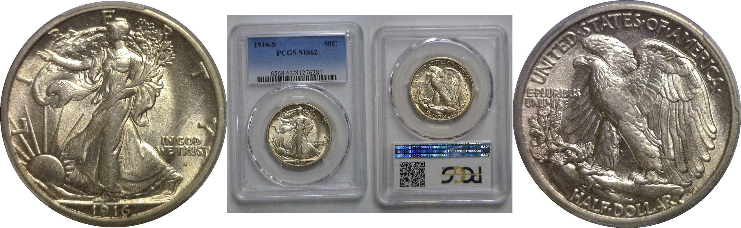 1916-S Walking Liberty Half Dollar   PCGS MS-62