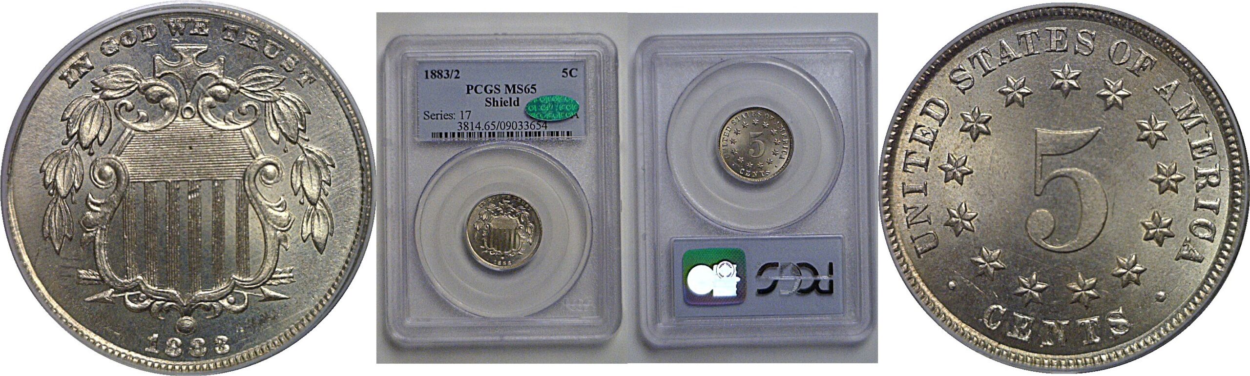 1883/2 Shield Nickel   PCGS MS-65  CAC