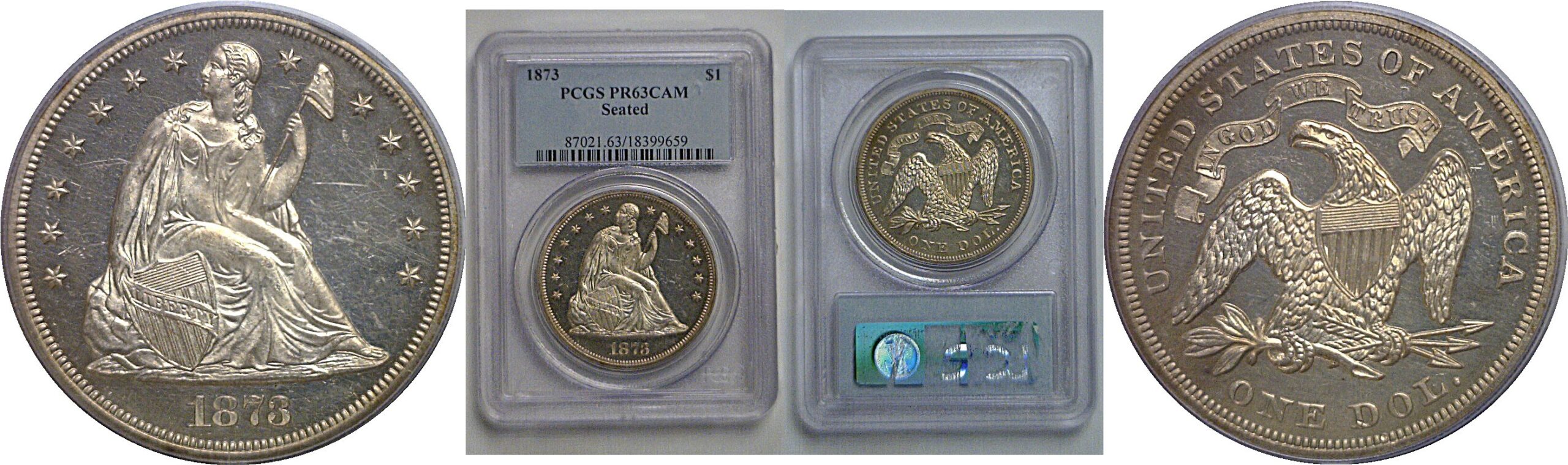 1873 Seated Liberty Dollars   PCGS PR-63 CAM