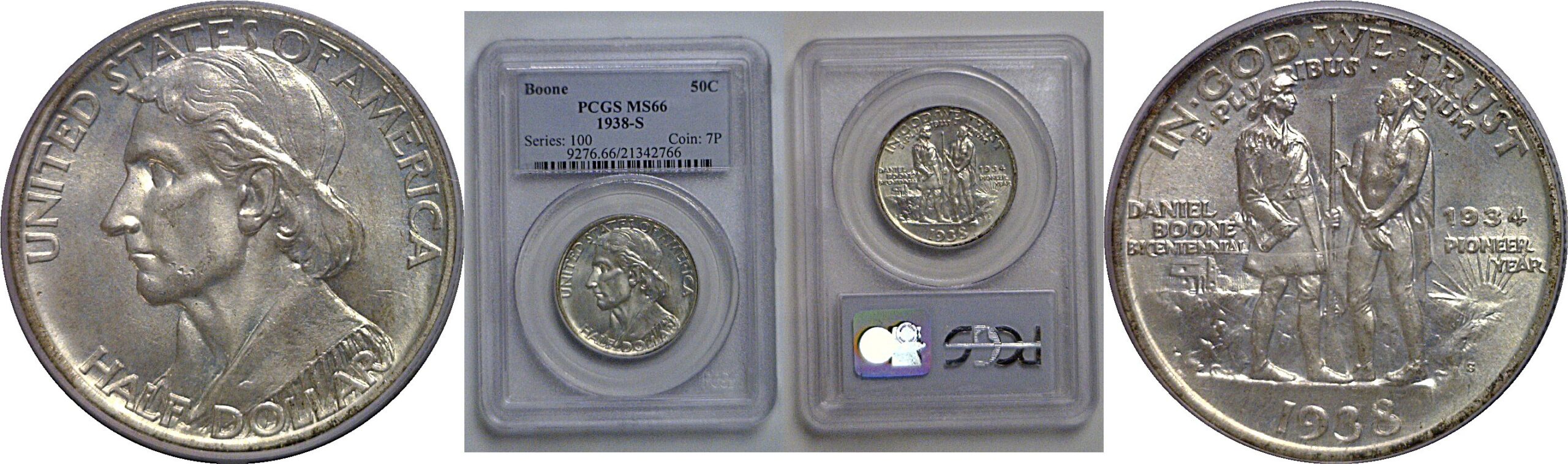 1938-S Boone Commemorative Half Dollar   PCGS MS-66