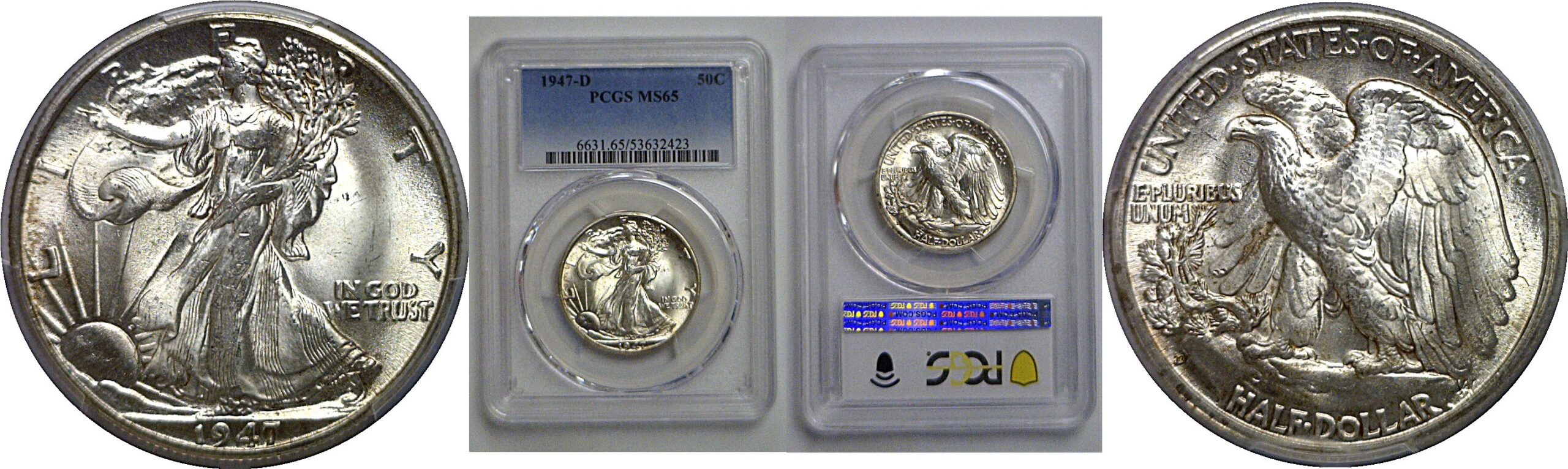 1947-D Walking Liberty Half Dollar   PCGS MS-65