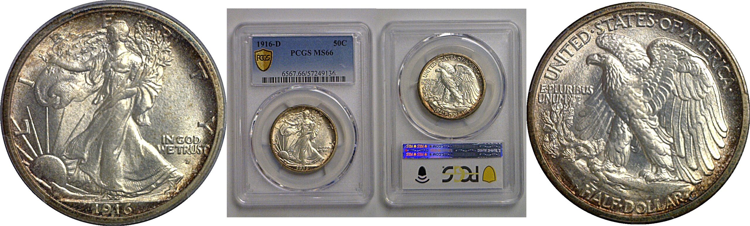 1916-D Walking Linerty Half Dollar   PCGS MS-66