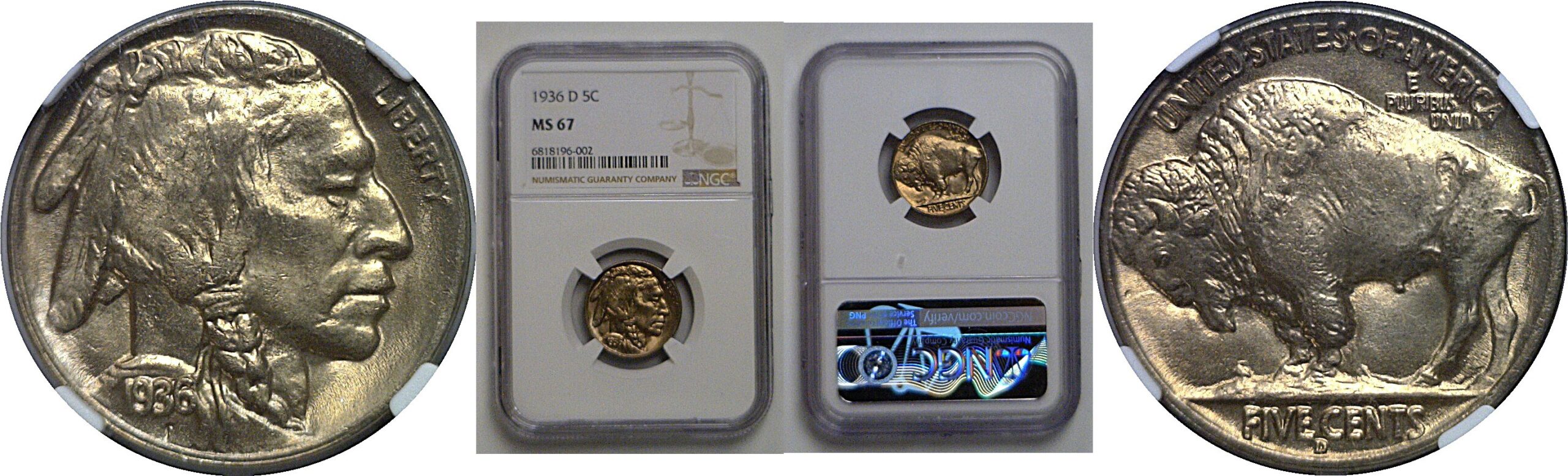1936-D  Buffalo Nickel   NGC MS-67