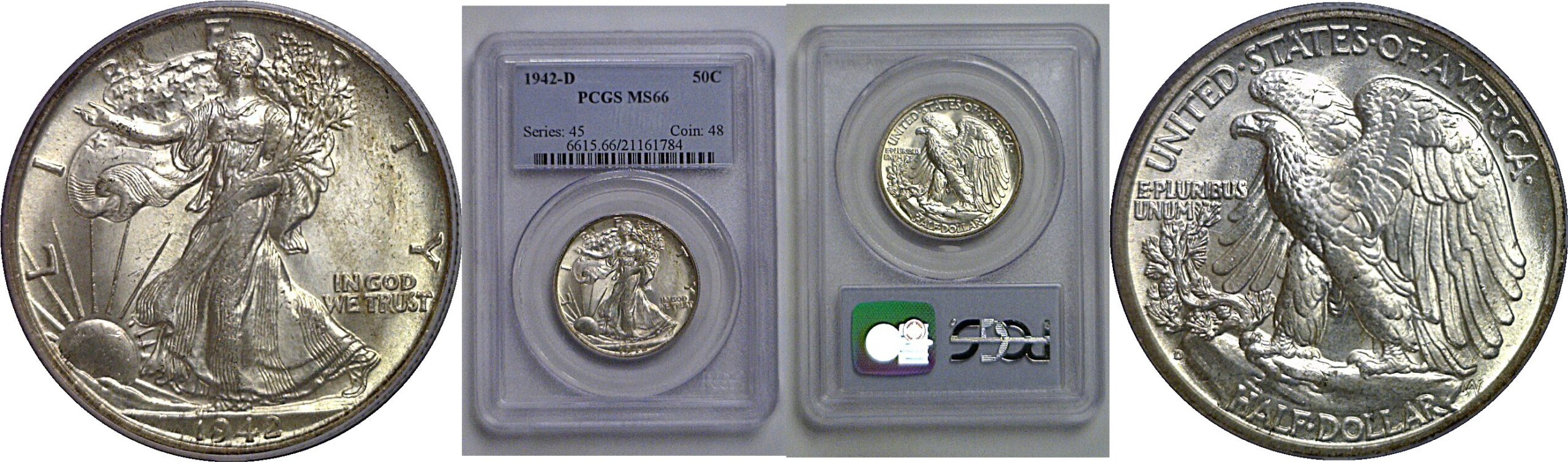 1942-D Walking Liberty Half Dollar   PCGS MS-66