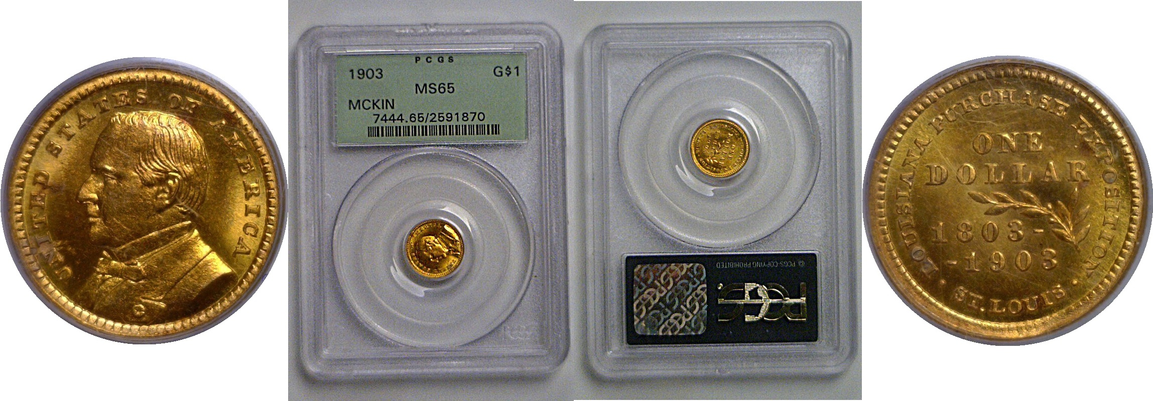 1903 $1 La. Purchase, McKinley  Gold Commemorative   PCGS MS-65