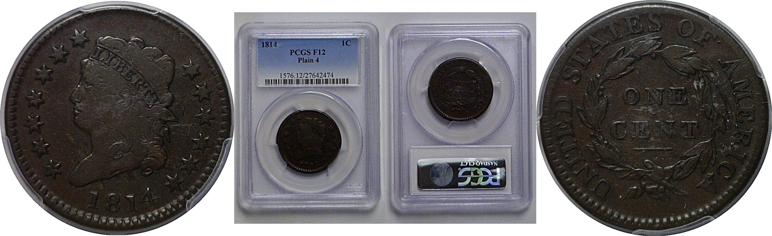 1814 Large Cent   PCGS F-12