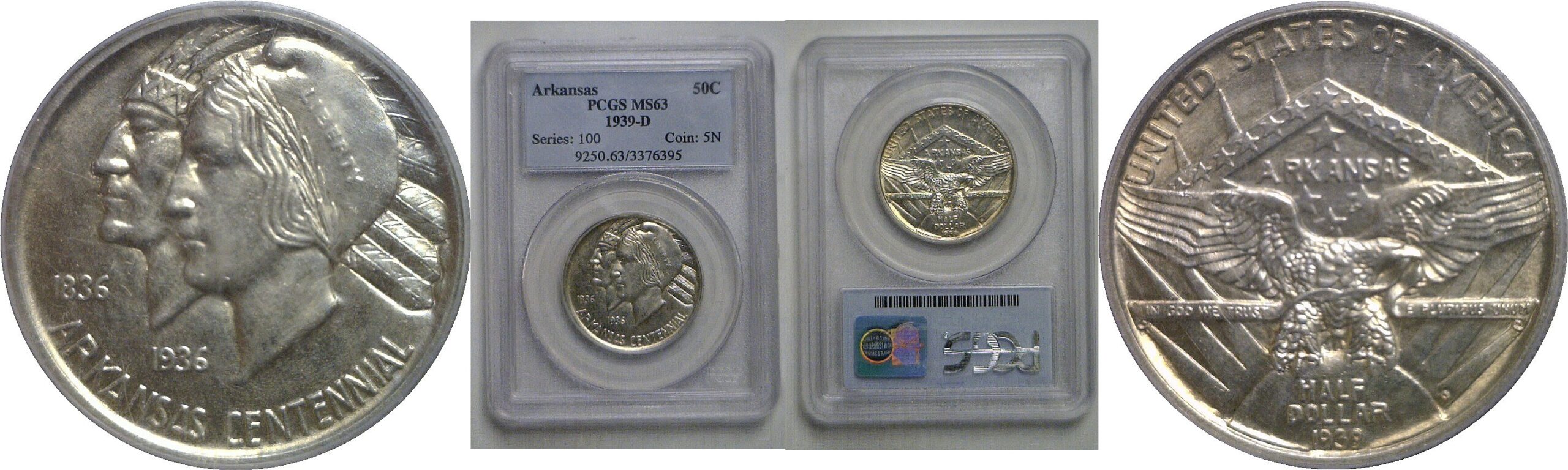 1939-D Arkansas Commemorative Half Dollar   PCGS MS-63