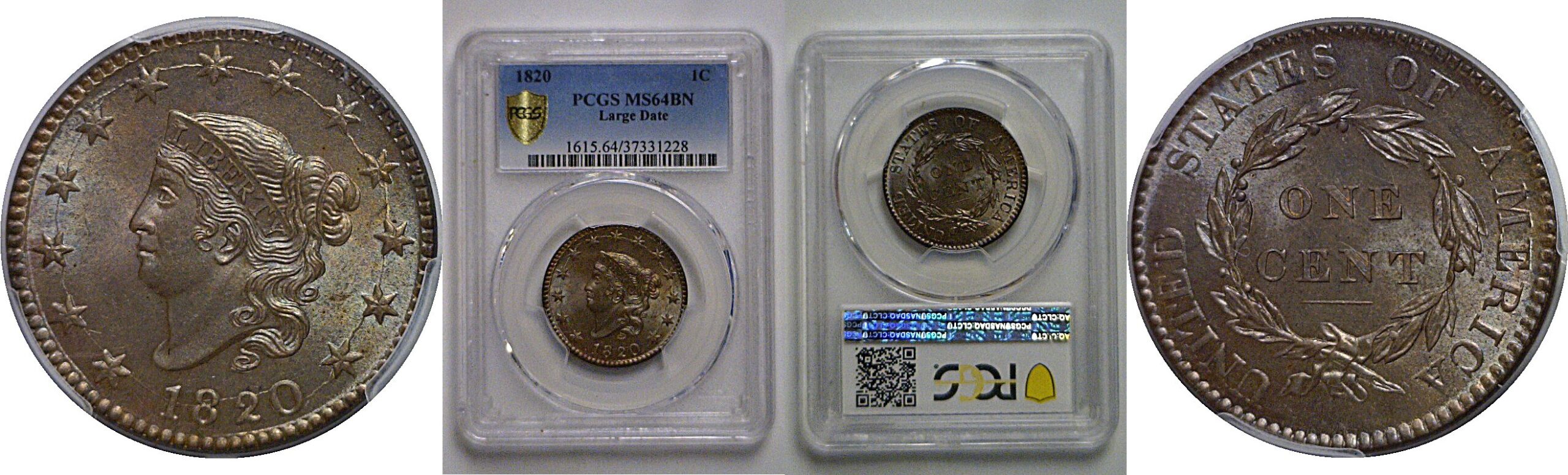 1820 Large Cent   PCGS MS-64 BN