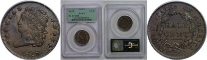 1828 12 Stars  Half Cent   PCGS AU-53
