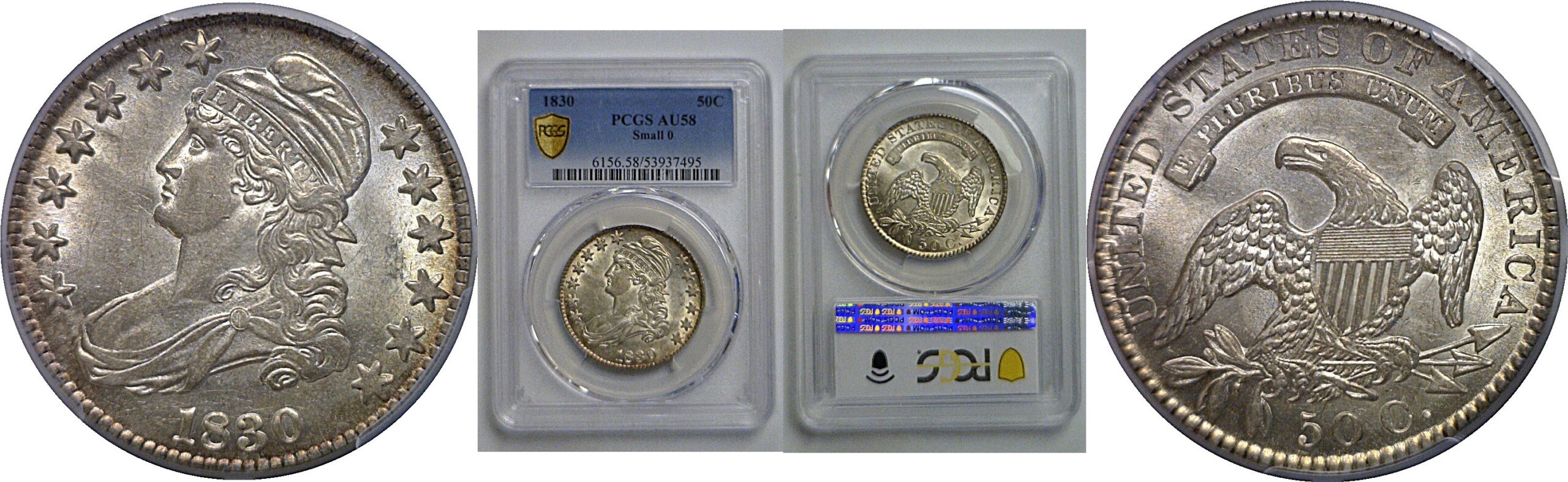 1830 Bust Half Dollar   PCGS AU-58