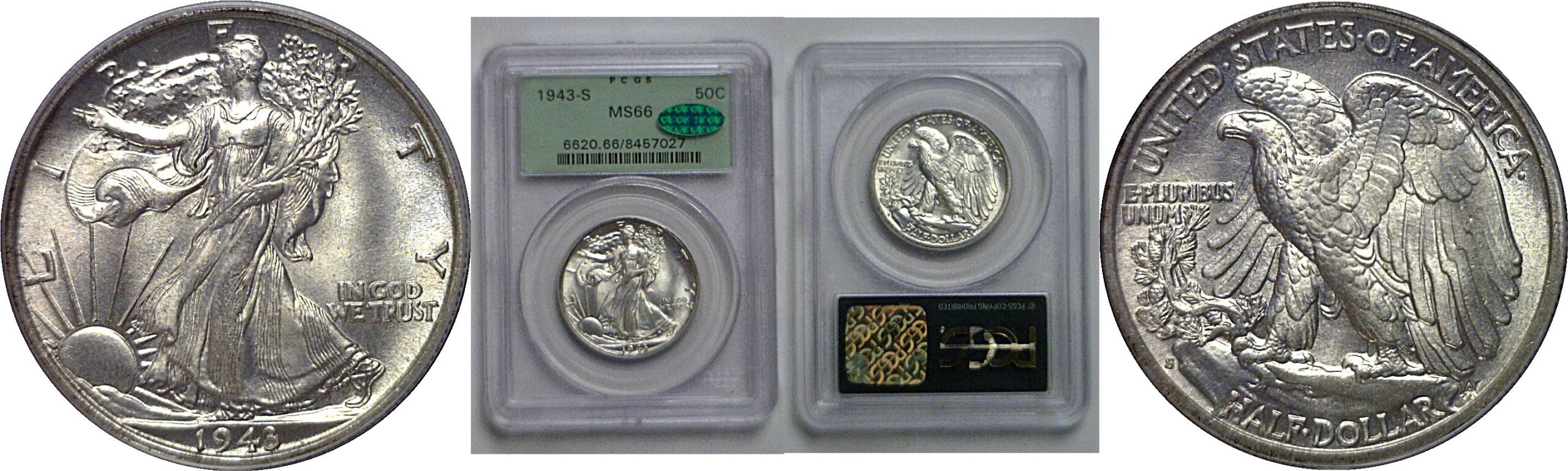 1943-S Walking Liberty Half Dollar   PCGS MS-66  CAC