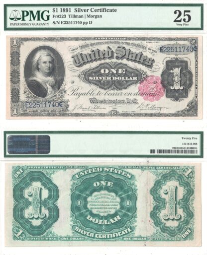 1891 $1 Silver Certificate Fr-223 PMG VF-25