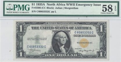 1935-A $1 North Africa Fr-2306 PMG AU-58 EPQ - Image 2