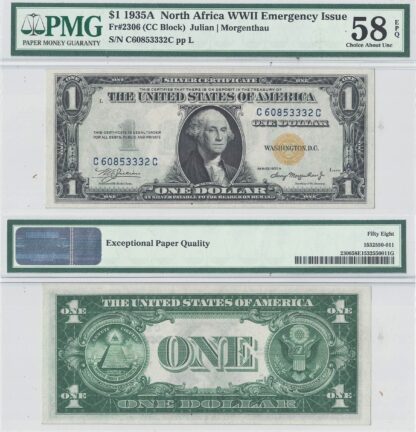 1935-A $1 North Africa Fr-2306 PMG AU-58 EPQ