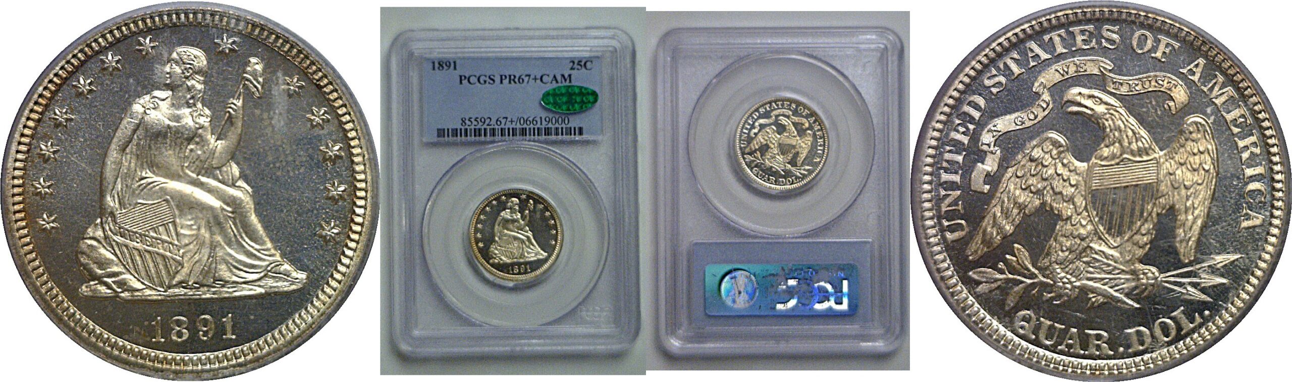 1891 Seated Liberty Quarter    PCGS PR-67+ CAM  CAC