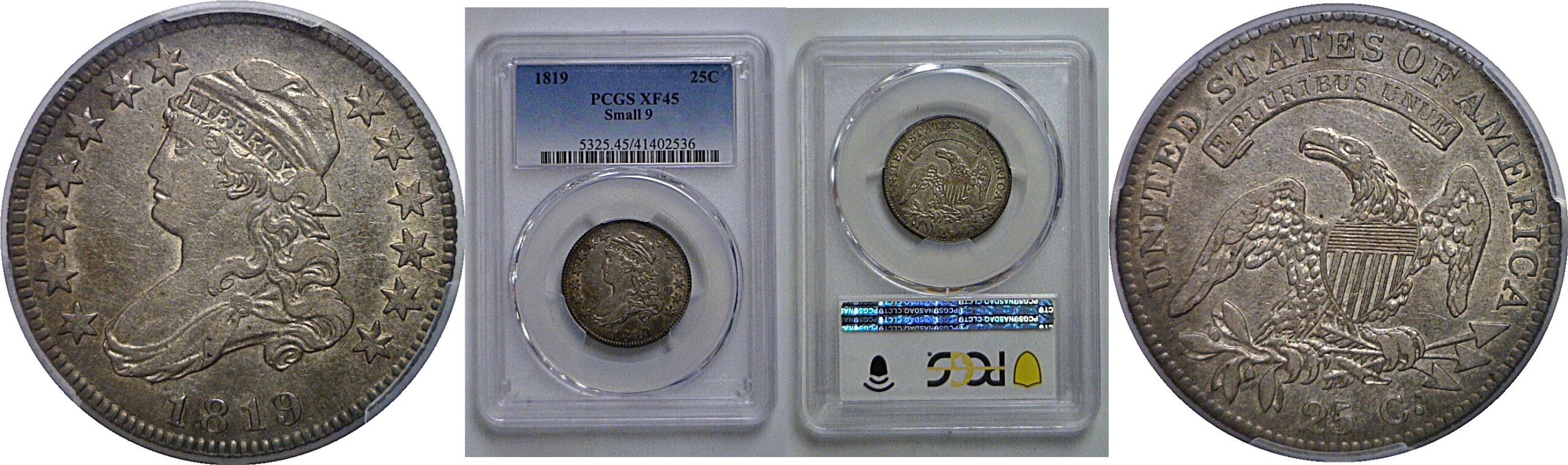 1819 Bust Quarter    PCGS XF-45