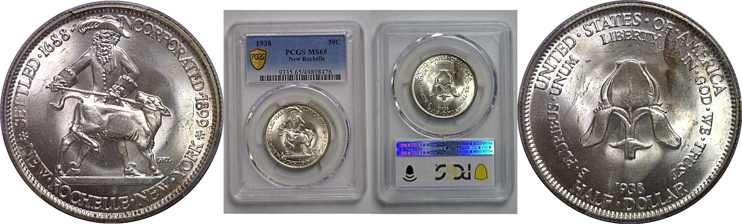 1938 New Rochelle Commemorative Half Dollar   PCGS MS-65