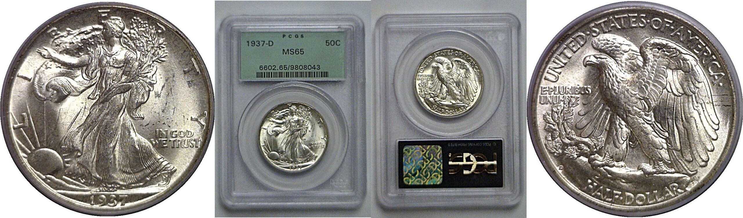 1937-D Walking Liberty Half Dollar   PCGS MS-65