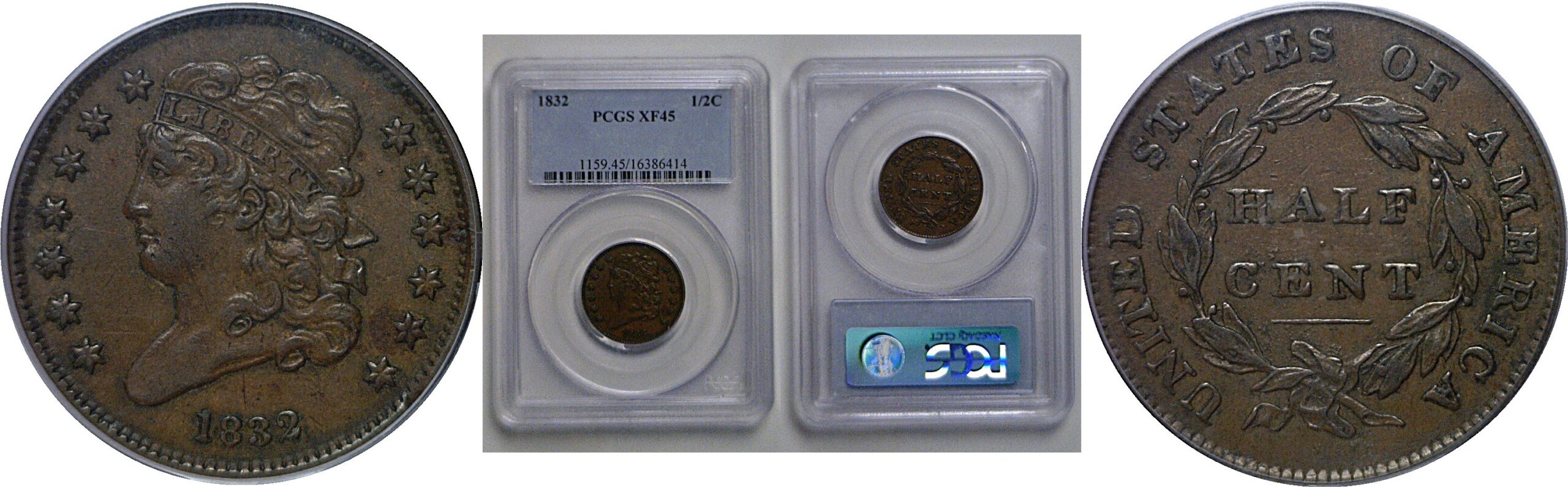 1832 Half Cent   PCGS XF-45