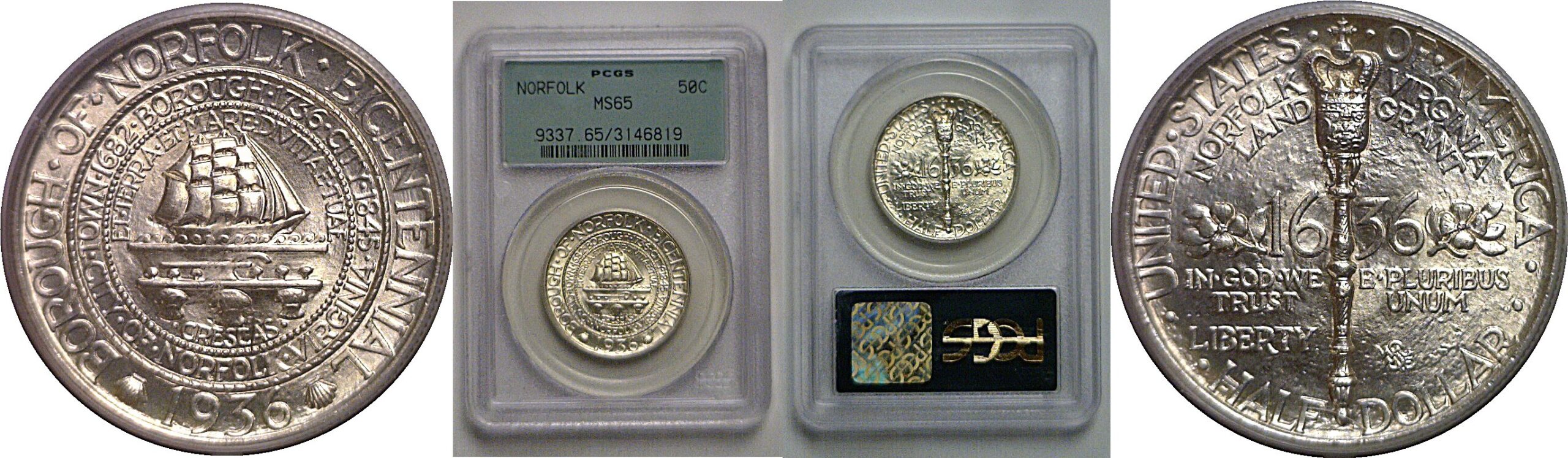 1936 Norfolk Commemorative Half Dollar   PCGS MS-65