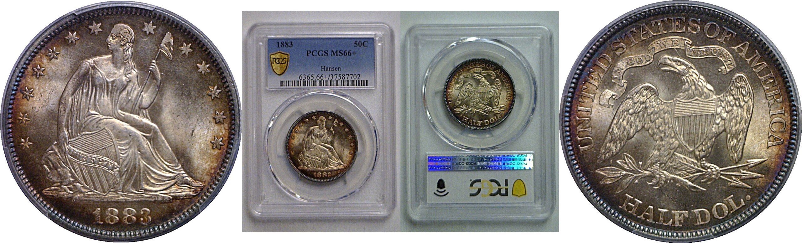 1883 Seated Liberty Half Dollar    PCGS MS-66+