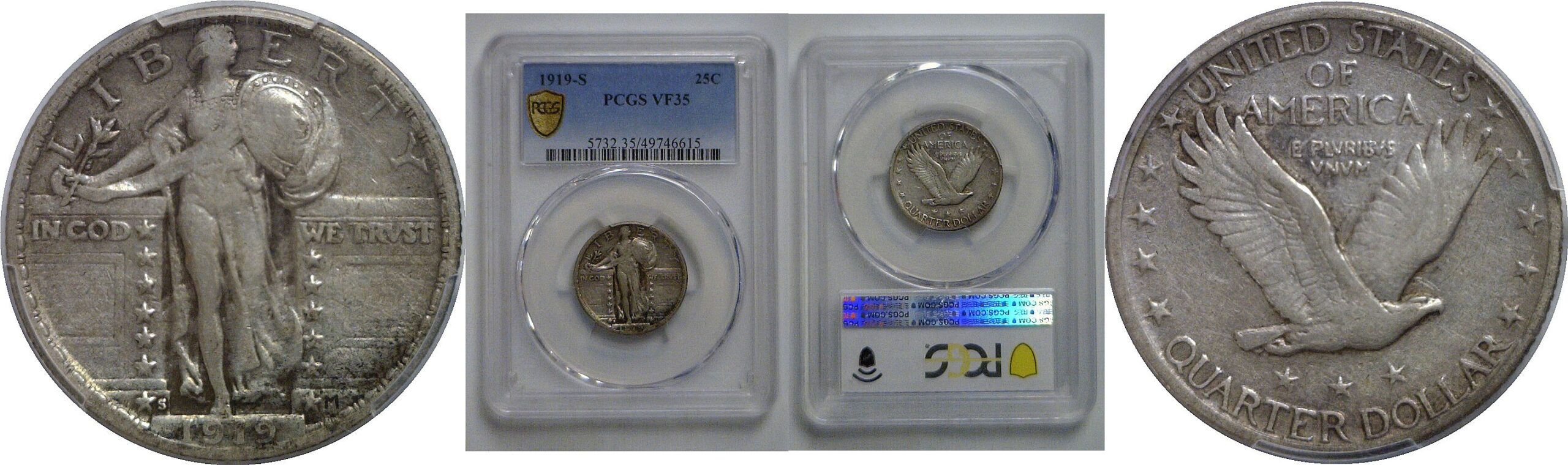 1919-S Standing Liberty Quarter   PCGS VF-35
