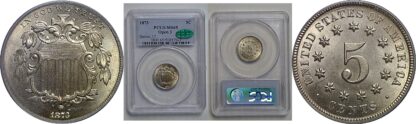 1873 Open 3  Shield Nickel   PCGS MS-65  CAC